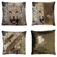 thumbnail image 1 of EREHome Animaux Léopard Réversible Sirène Sequin Taie d'Oreiller 18x18 Pouces, 1 of 3