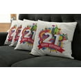 thumbnail image 2 of Ambesonne Colorful Throw Pillow Cover 4 Pack, Happy Birthday Image, 16", Multicolor, 2 of 6
