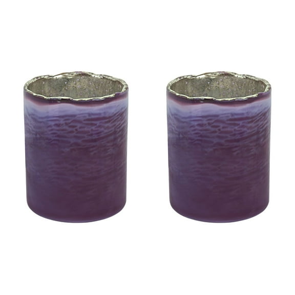 Aspen Creative 16002-2 Purple Glass Votive Candle Holder 3-1/2" Diameter x 4-3/4" Height, 2 Pack