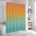 thumbnail image 6 of Burnt Orange Teal Striped Bathroom Shower Curtains with 12 Hooks Polyester Waterproof Shower Curtain for Stalls and Bathtubs Farmhouse Gradient Line Decorative Bathroom Privacy Curtain 60x72 Inches, 6 of 9
