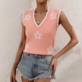 thumbnail image 2 of IROINID Chandail Sans Manches pour Femmes, Col en V, Couleur Unie, Confortable, Longueur Courte, 2 of 9