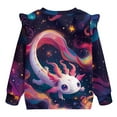 thumbnail image 6 of Xoenoiee Galaxy Axolotl Star Print Girls Sweatshirt Graphic Jackets Ruffle Shoulder Pullover Top Casual Long Sleeve Shirt Toddler Kids Crewneck Sweater Fall Outfits, Size 2-3 Years, 6 of 7