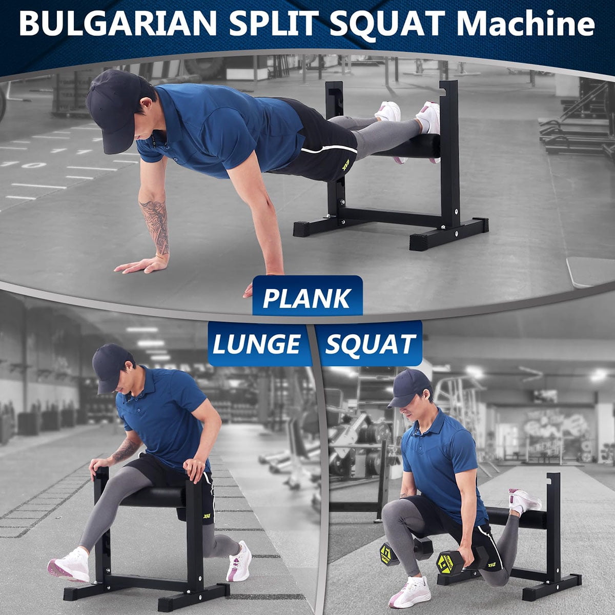 Soonbuy Bulgarian Split Squat Stand, Single Leg Squat Roller, Split Squat Stand with 7 Adjustable Roller Heights, Ideal for Squats, Leg Lunges, Bodyweight & Lower Body Strength Training