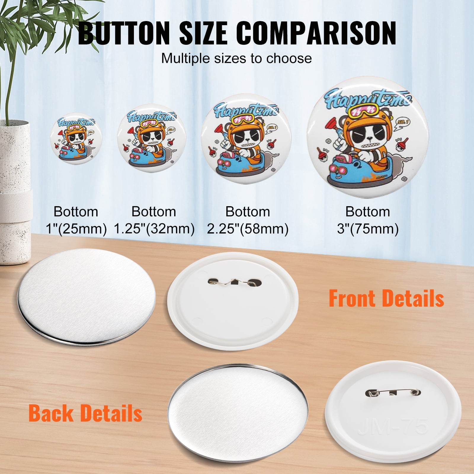 BENTISM Button Maker Machine Badge Pin Machine 3" 75 MM 100 Free Parts Press Kit