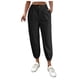thumbnail image 1 of Pantalones de mujer de color liso con cremallera - Bolsillos en ángulo, tejido de seda helada - Secado rápido, transpirables, cintura con cordón ajustable para senderismo, yoga y actividades al air, 1 of 6