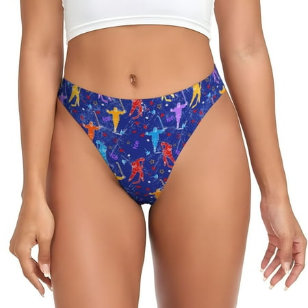 Qokaie Ice Hockey Players With Puck Printed Women s Cotton Thong Underwear  Sexy Breathable Panties G-string-3X-Large