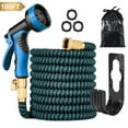 thumbnail image 1 of Luniquz Garden Hose 100 FT, Durable Flexible Water Hose with Multifunction Spray Hose Nozzle, 3/4 inch Solid Brass Fittings, Extra Strength Fabric, Lightweight & No-kink Expanding Hose（BlackBlue）, 1 of 7