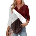 thumbnail image 2 of Mashaouyo 3/4 Sleeve Short Sleeve Shirts Blouses for Women Casual V Neck Summer Tops With Leggings Pleated Curved Tunic, 2 of 3