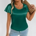thumbnail image 4 of YHAJDS Plain Tshirts for Women Short Sleeve Round Neck Loose Solid Color Pullover Summer Tee, 4 of 5