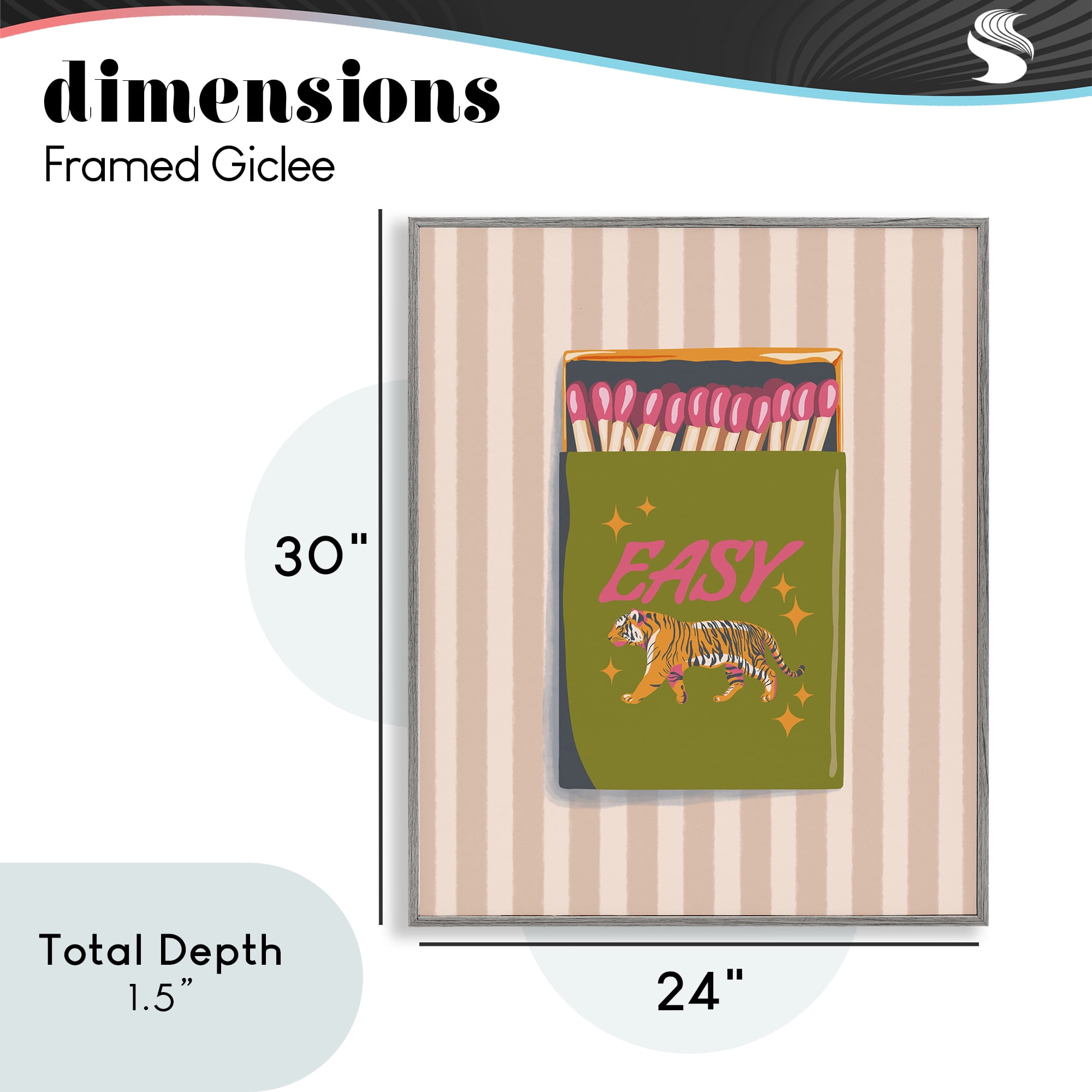 Easy Tiger Retro Matches Gray Framed Giclee Art, design by Elyse Anastacia