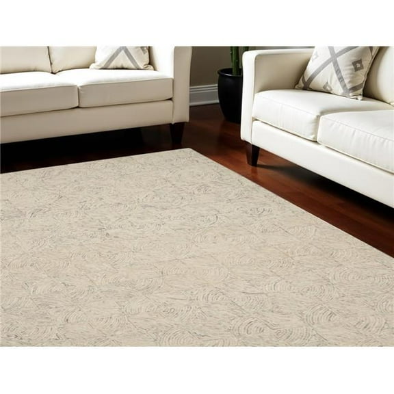 HomeRoots 554767 8 x 11 ft. Wool Geometric Rectangle Area Rug, Ivory, Tan & Gray