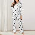 thumbnail image 2 of Honeii Black Rabbit print Women's Pajama Sets Long Sleeve Button Down Sleepwear Nightwear Soft Pjs Lounge Sets-X-Large, 2 of 7