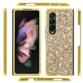 thumbnail image 5 of Compatible with Samsung Galaxy Z Fold 3 Glitter Plating Case, Luxury Bling Sparkly Shiny Cute Soft TPU Plating Bumper Raised Camera Shockproof Back Cover Wireless Charging for Women Girl, Gold, 5 of 6