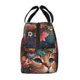 thumbnail image 7 of Horeoi Flower Crown Cat Pattern Lunch Bag for Work Picnic Travel Use Thermal Tote with Front Pocket for Women Men Students, 7 of 7
