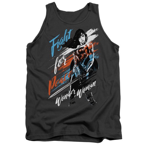 Trevco Sportswear WWM115-TK-4 Wonder Woman Movie Fight for Peace Adult Tank Top, Charcoal - Extra Large