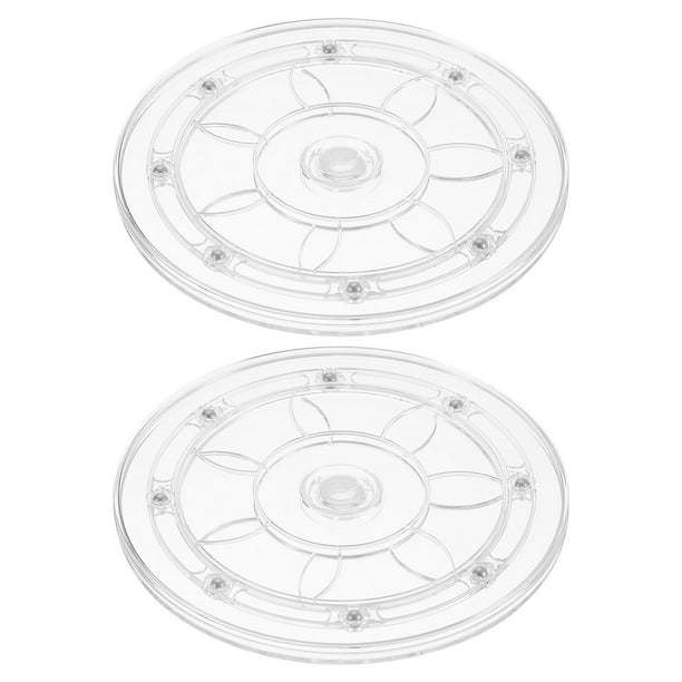 Uxcell 2 Pack Acrylic Lazy Susan Turntable, Organizador de bandeja de 8 pulgadas, bandeja giratoria de 360 grados para estante de especias y decoración de cocina