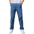 thumbnail image 2 of Yourumao Boys Chino Pants Elastic Waist Straight Leg Pant with Pockets Solid Baisc Loose Casual Trousers for Fall School Wear 5-15 Years, 2 of 8