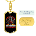 thumbnail image 3 of Brotherhood Forced By Fire Stainless Steel or 18k Gold Premium Swivel Dog Tag Keychain, 3 of 10
