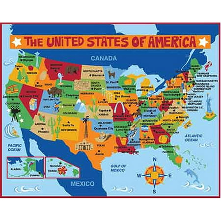 Mainstays Kids Teach Me States Nylon Rug, Multi-Color