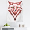 thumbnail image 1 of Fox Tapestry, Patterned Portrait of Fox Sharp Green Eyes Wavy Curvy Design, Fabric Wall Hanging Decor for Bedroom Living Room Dorm, 5 Sizes, Dark Coral Green White, by Ambesonne, 1 of 1