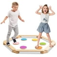 thumbnail image 1 of Gymax Kids Wooden Balance Beam with Colorful Steeping Stones 12 Piece Obstacle Course, 1 of 10
