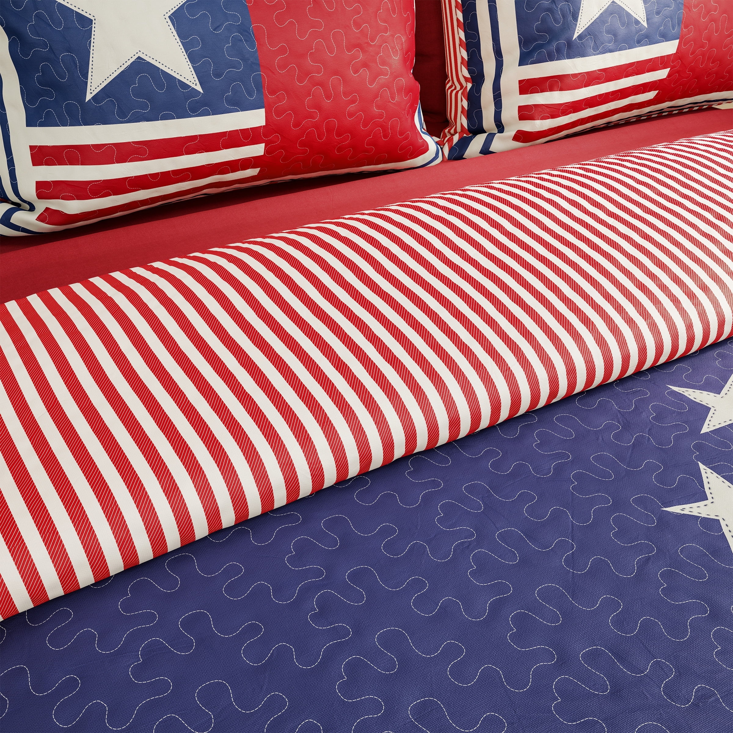 Somerset Home 3-piece Patriotic Americana Flag Print Quilt Set (King)