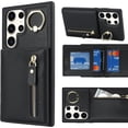 thumbnail image 2 of Samsung Galaxy S23 Ultra Case with Card Holder for Women, Samsung Galaxy S23 Ultra Phone Case Wallet with Credit Card with Ring Kickstand Zipper Shockproof Slim Stand Case - Black, 2 of 9