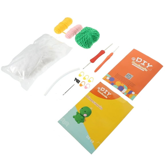 ELAYARD 1Set Crochet Kit for Beginners with Plastic Thread Materials and Dinosaur Decoration