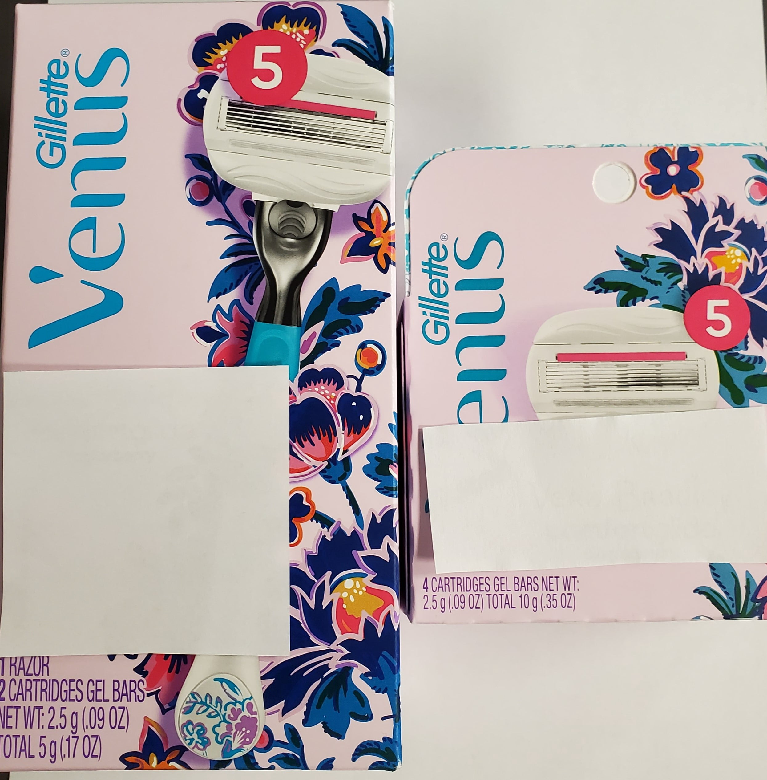 Venus Designer Series Razor and Refills,  5 Blades Per Cartridge Head , Razor Handle & 6 Total Refills