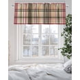 thumbnail image 2 of Red Brown Plaid Kitchen Valances for Windows Country Farmhouse Checkered Valance Curtains&nbsp; for Kitchen /Living Room/Bedroom/ Bathroom Decor, 54"x18 " ,Rod Pocket 1 Panel,, 2 of 7
