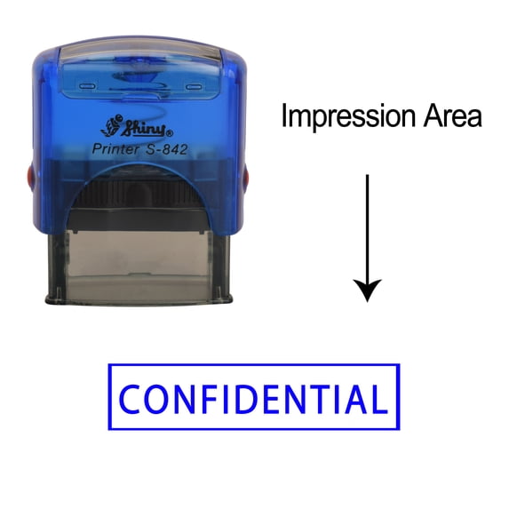 eloria Confidential Self Inking Rubber Stamp Business Custom Stamp Office Stationary, Color: Blue Ink