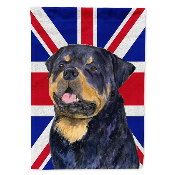 Rottweiler with English Union Jack British Flag House Flag