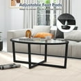 thumbnail image 5 of Gymax Modern Glass Coffee Table w/ Cross Base & Acacia Wood Legs for Small Spaces, 5 of 10