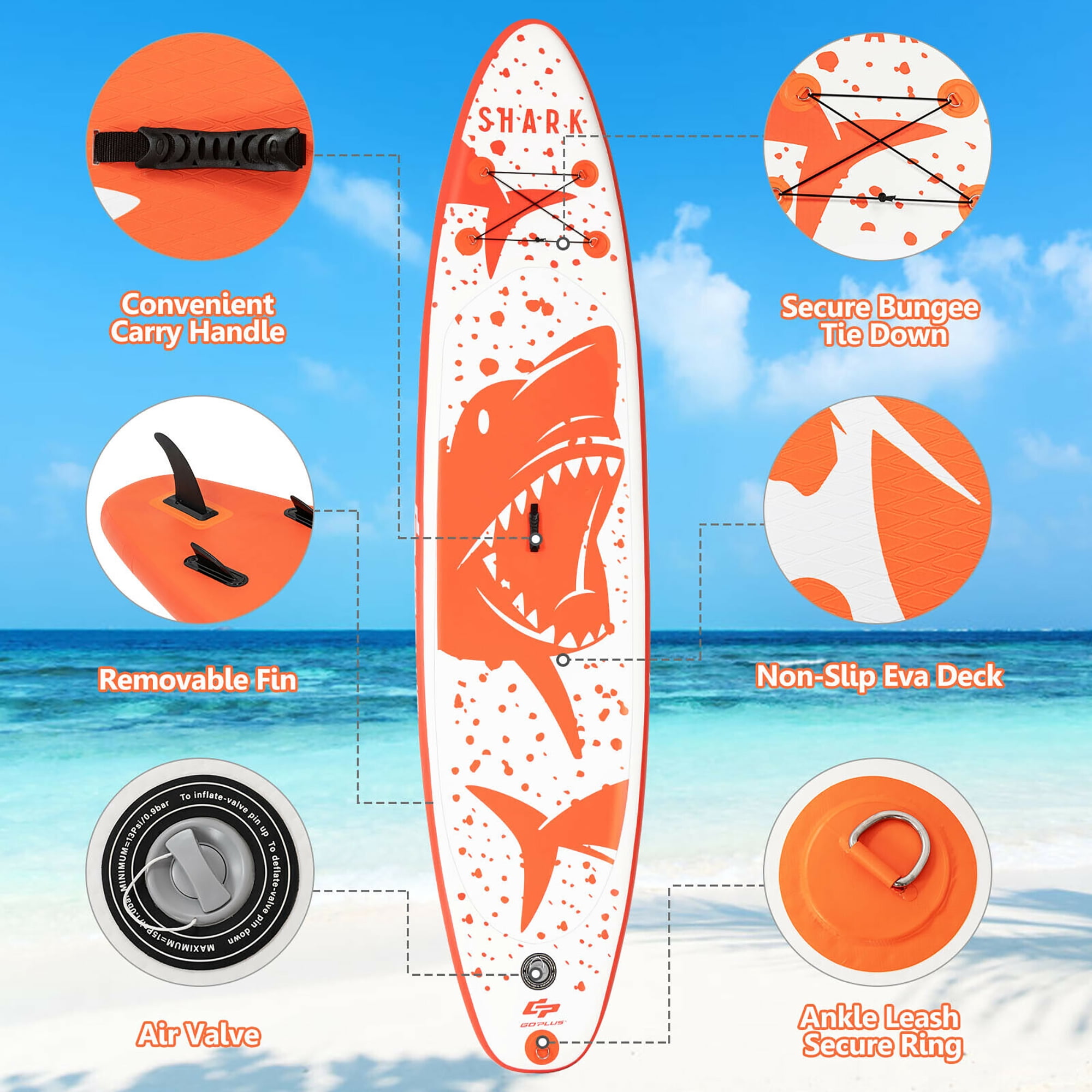 Goplus 10'5'' Inflatable Stand Up Paddle Board with Backpack Aluminum Paddle Pump