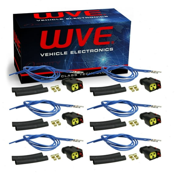 6 pc Wells WVE Fuel Injector Connectors compatible with Jeep Grand Cherokee Liberty Wrangler 3.6L 3.7L 3.8L 4.0L L6 V6 2004-2012