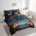 thumbnail image 3 of Feelyou Mystic Jungle Galaxy Bedding Comforter Set 7pcs, Halloween Pumpkin Queen Bedding Sets, Autumn Maple Leaf Reversible Queen Sheet Sets, Microfiber Bedroom Decor, 3 of 7