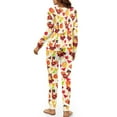 thumbnail image 3 of SCRAWLGOD Thanksgiving Pumpkin Turkey Print Beige Women's Long Sleeve Pajamas Sets Soft Sleepwear with Pockets Drawstring, 2Pcs Pjs Anti-Wrinkle Lounge Set with Elastic Band, L, 3 of 7