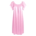 thumbnail image 4 of Kingdiese Womens Solid Color Ice Silk Short Sleeve Midi Length Loose Nightdress With Lace Sleeves plus Size Night Gown, Size One Size, 4 of 4