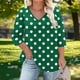 thumbnail image 1 of mfyjkho Tops De Tallas Grandes, Camiseta Holgada Con Cuello En V, Mangas Tres Cuartos Y Mangas 3/4 Para Mujer Tops Y Blusas Para Mujer Xxxl, 1 of 6