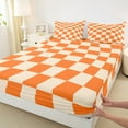 thumbnail image 3 of Feelyou Moder Square Abstract Full Size Sheets for Kids, Chic Orange Plaid Bed Sheets, Pixelated Blocks Miners Sheet Sets, Ultra Soft Bedroom Decor, 4-Piece, 3 of 7