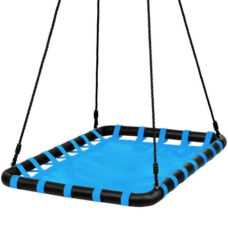 Outdoor Swags Best Choice Products 40x30in Kids Large Heavy-Duty Mat Platform Tree Spinning Swing w/ Rope, Metal Loops - Blue ()