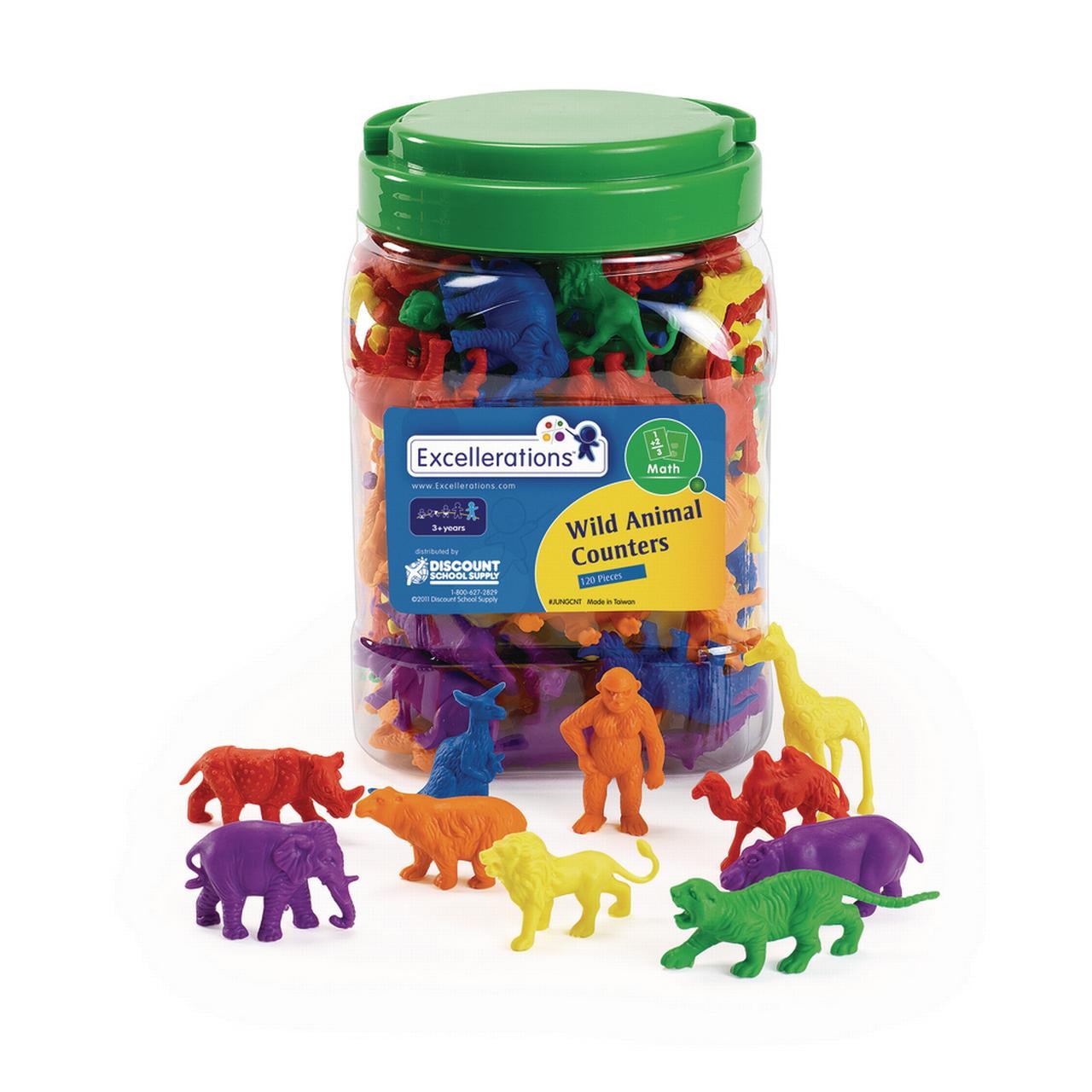 Excellerations Math Manipulatives Set of 120 Jungle Animal Counters 1.5