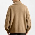 thumbnail image 5 of Xdegoge Mens Cardigans Button Down Stand Collar Thick Chunky Cable Knit Sweaters with Pockets Winter Warm Relaxed Fit Knitted Vintage Fall Coat M-4Xl, 5 of 9
