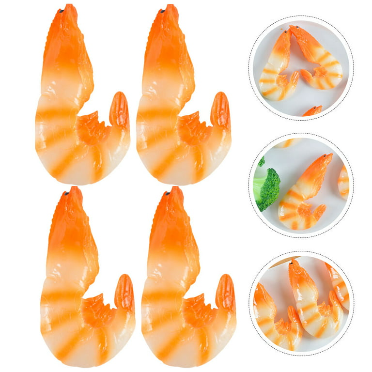 4Pcs Food Models Artificial Shrimp Decorations Photo Props Realistic Shrimp  Decors