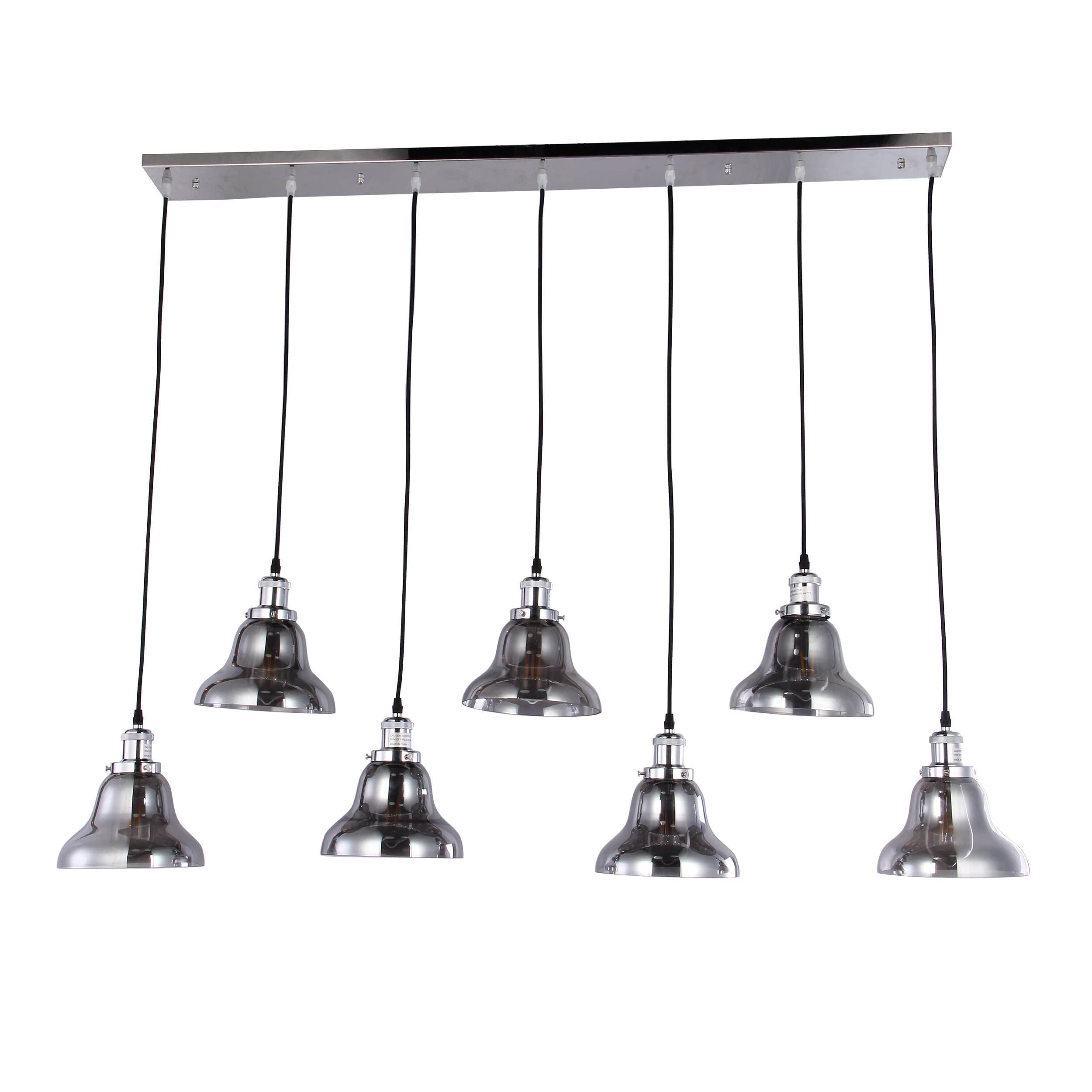 Warehouse of Tiffany Jaslil Chrome 7-Light Chandelier with 8-inch Smokey Glass
