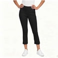 thumbnail image 2 of AHTJRT Women's Cropped Pants Straight Leg Mid Rise Work Pants Lightweight Summer Pull-On Business Athletic Gym Yoga Trousers Black XL, 2 of 8