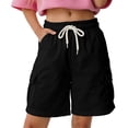 thumbnail image 2 of Girls Casual Shorts Elastic Waist Basic Soft Shorts Slim Fit Breathable Summer Clothing Black 7-8 Years, 2 of 7