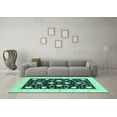 thumbnail image 3 of Ahgly Company Indoor Rectangle Oriental Turquoise Blue Modern Area Rugs, 2' x 5', 3 of 4