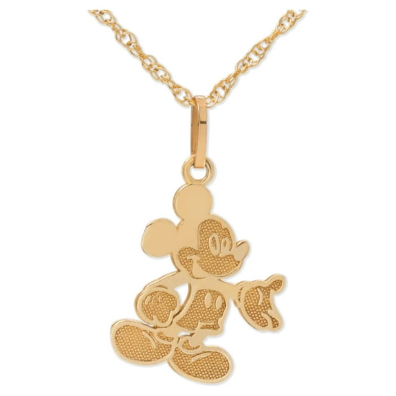 Disney Girls/Tween Mickey Mouse Ladies 10K Gold Pendant Necklace with Gold-Filled Chain