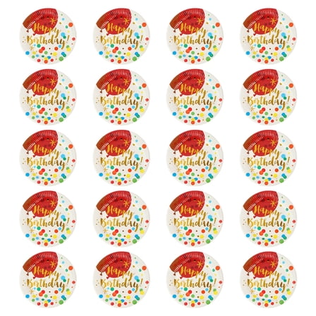 GOOHOCHY Birthday Party Paper Plates with Beautiful Printing for Festive Use 20pcs Multi Color